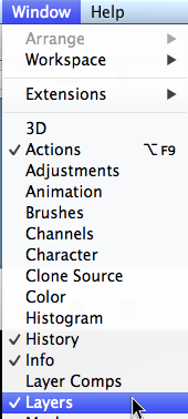 Open layers palette under ‘Windows’